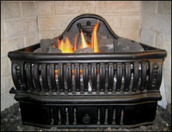 coal basket with regular cast iron grate is vent free gas